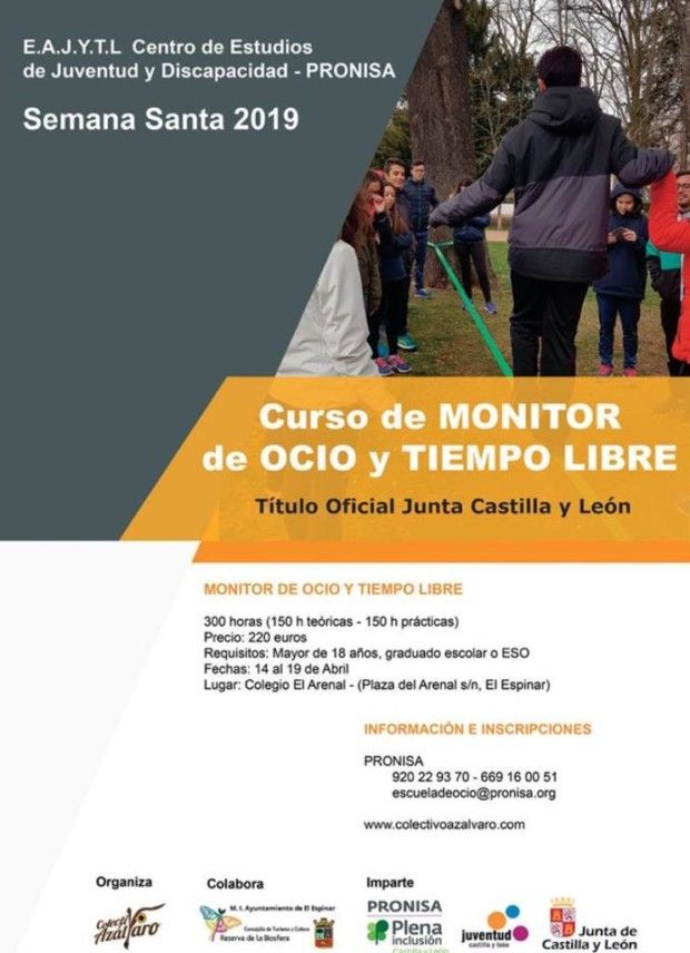 Curso de Monitor de Ocio y Tiempo Libre – El Espinar (Abril 2019)