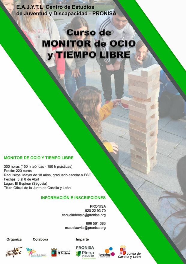 Curso de Monitor de Ocio y Tiempo Libre – El Espinar (Abril 2020)