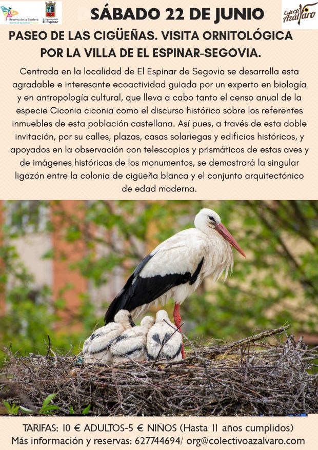 PASEO ORNITOLÓGICO POR LA VILLA DE EL ESPINAR. «CONOCIENDO A LA CIGÜEÑA BLANCA».