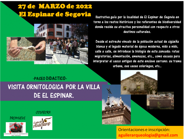PASEO ORNITOLÓGICO POR LA VILLA DE EL ESPINAR. «CONOCIENDO A LA CIGÜEÑA BLANCA».